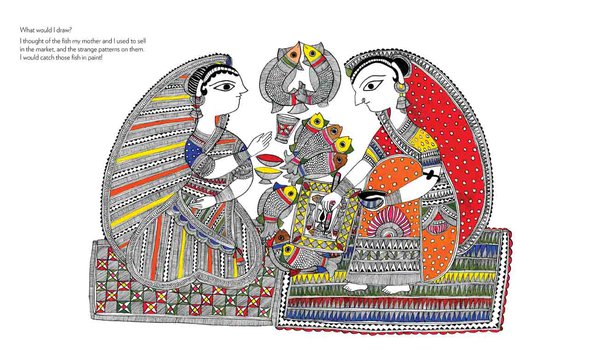 Two women painting while thinking of the patterns on fishes